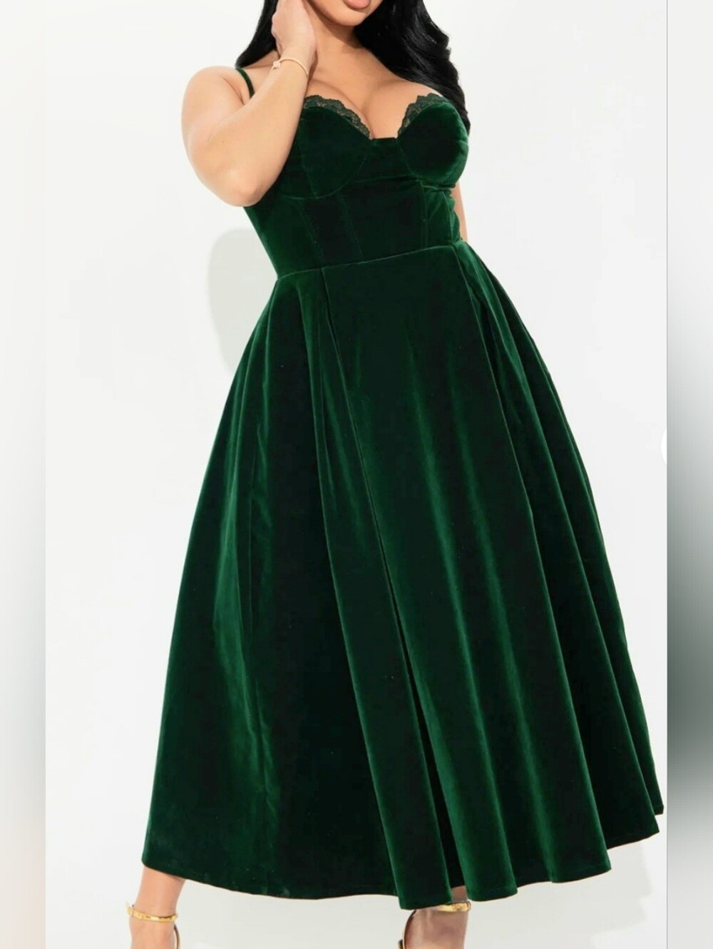 Velvet Strapless Midi Dress - Picture 1 of 3